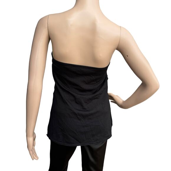 New 525 Knitted Women Black Knitted Knotted Chiffon Overlay Strapless Tube Top L - Picture 5 of 6